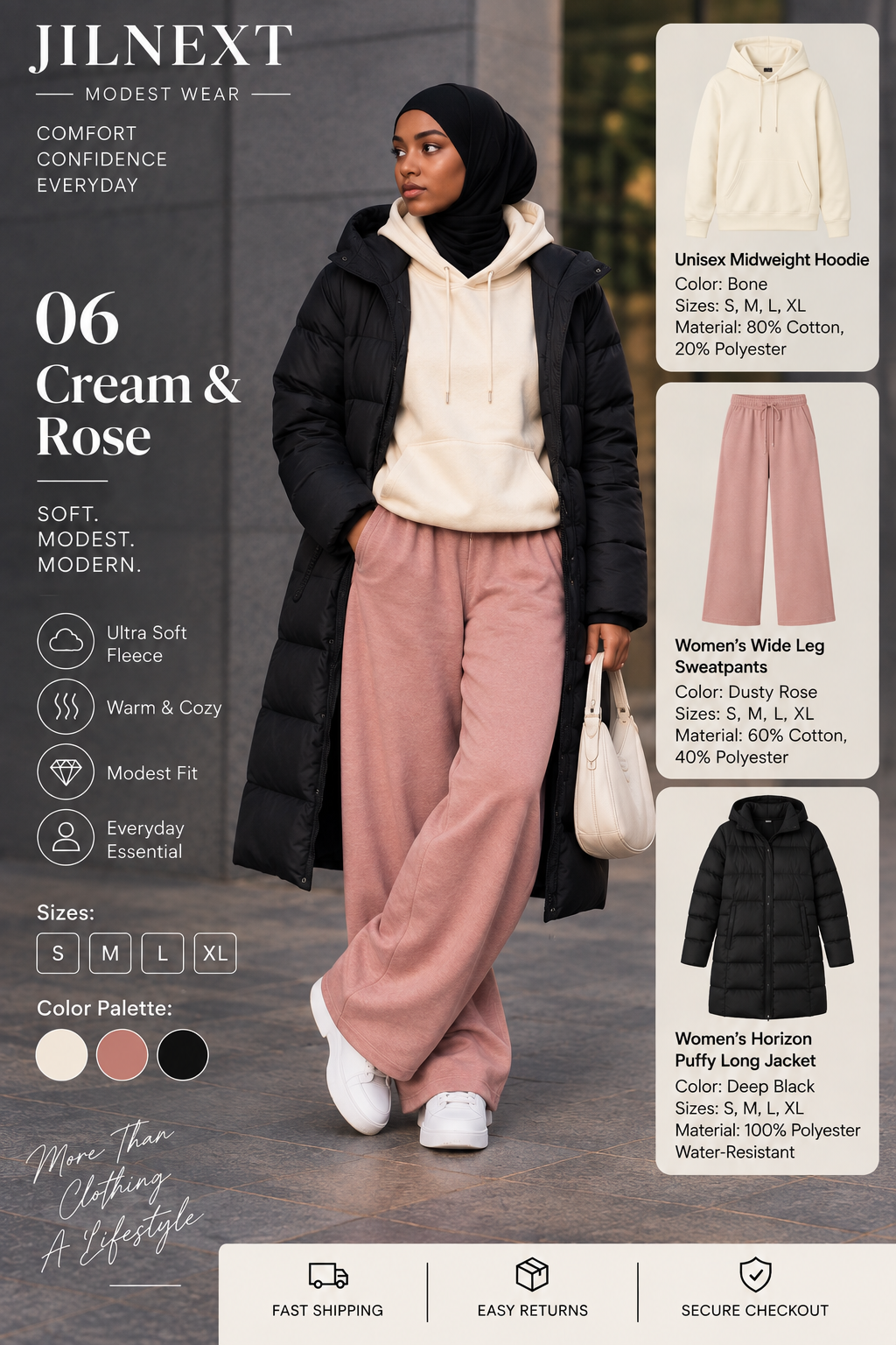 JilNext Women’s Neutral Vibes 3-Piece Set